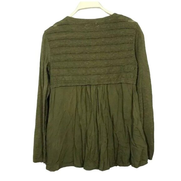 Style Co Sweater Women Size XS Green Army Olive Sheer Knit Hi Low Smock Crochet - Picture 10 of 10